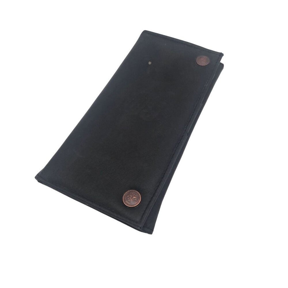 Harley-Davidson 105th Anniversary Black Leather Tri-Fold Wallet Snap Closure